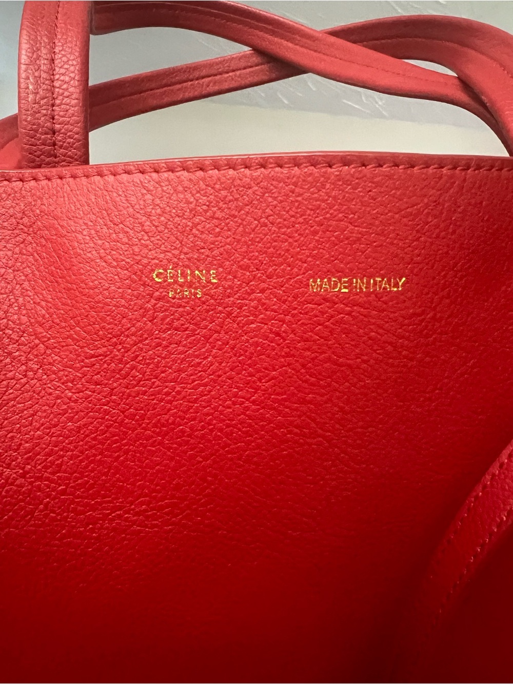 Celine Cabas Medium Red Leather Tote with Top Handles - Picture 2 of 9